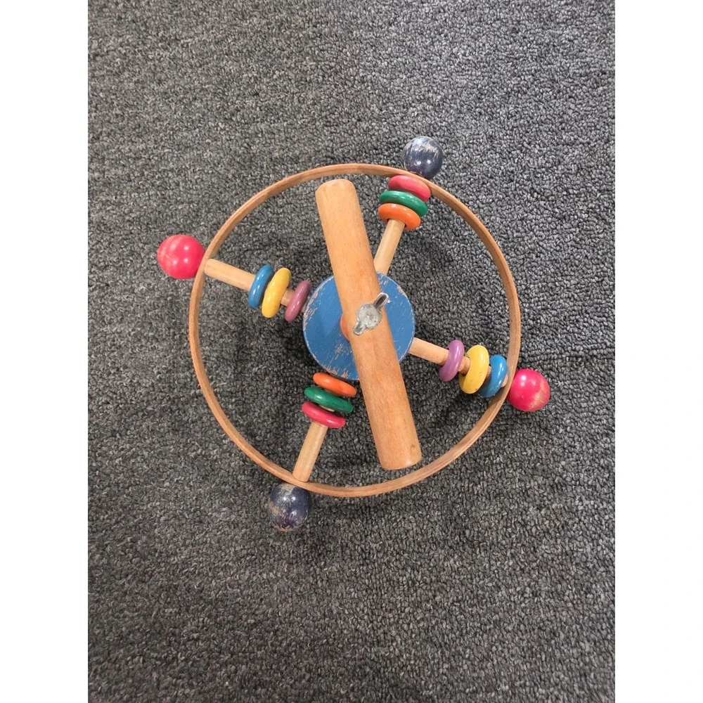 Vintage Fisher Price Right-Time Toy Wooden Play Pen Whirl Activity Spinner Toy